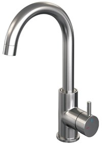 Brauer Brushed Edition ColdStart wastafelkraan hoog met draaibare ronde uitloop model B RVS geborsteld PVD