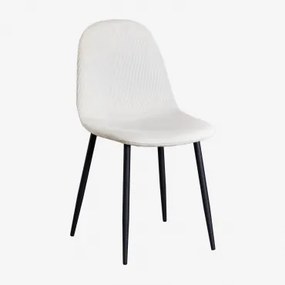 Glamm Eetkamerstoel In Fluweel Beige – Linnen & Zwart - Sklum