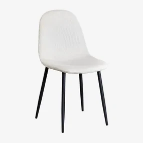 Glamm Eetkamerstoel In Fluweel Beige – Linnen & Zwart - Sklum