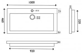 Mueller Single flat hardstenen meubelwasbak 100x46cm zonder kraangat