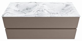 Mondiaz Vica DLux badmeubel 120cm smoke 2 lades met wastafel glace dubbel zonder kraangat