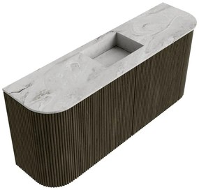 Mondiaz Joya DLux 95cm toiletmeubel ronding links/rechts shadow met wastafel faye midden 1 kraangat glace