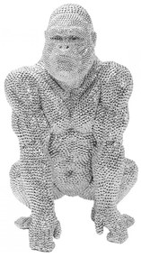Kare Design Shiny Gorilla Silver Deco Gorilla Beeld 46 Cm