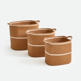 Set van 3 rechthoekige katoenen manden, Kesia