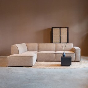 Moderne Hoekbank Beige Ottoman Links