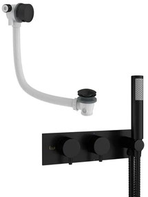 Crosswater MPRO inbouw thermostatisch badkraan horizontaal 2 functies met handdouche set inclusief vulcombinatie in mat zwart sw209233/sw385376/sw385438/