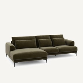 XL hoekbank links in fluweel, MARSILE