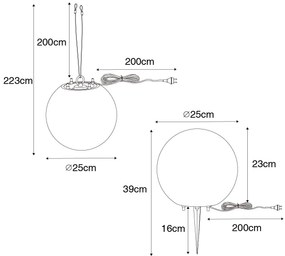 Moderne buiten hanglamp grijs 25 cm IP44 - Nura Modern E27 IP44 Buitenverlichting bol / globe / rond