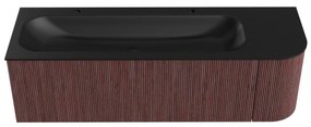 Mondiaz Kurve 145cm badmeubel ronding rechts ruby met 1 lade en deur en wastafel big large links 2 kraangaten urban