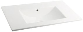 Fontana Lento wit badkamermeubel ribbelfront met witte wastafel 80cm zonder kraangat en ronde spiegel