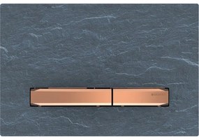 Geberit Sigma50 bedieningplaat, 2-toets spoeling frontbediening voor toilet 24.6x16.4cm rood goud / mustang leisteen 115670JM2