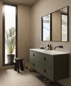 Muebles Avila badmeubel ribbelfront 120cm legergroen met wastafel rechts zonder kraangat