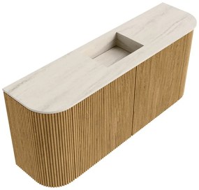 Mondiaz Joya DLux 95cm toiletmeubel ronding links/rechts oak met wastafel faye midden zonder kraangat meli