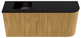 Mondiaz Joya 90cm toiletmeubel ronding rechts oak met wastafel faye links zonder kraangat urban