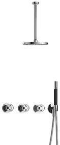 Hotbath Cobber IBSW70 Regendoucheset inbouw - 30cm plafondarm - 20cm ronde hoofddouche - staafhanddouche - chroom IBSW70CR3