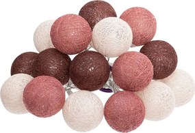 Atmosphera lichtslinger met 16 bollen diameter 3,5 cm - Wit / Bordeaux rood / Roze met warm wit led licht - 215 cm - Op batterijen