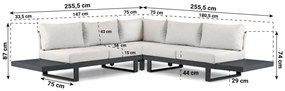Hoek loungeset 5 personen Aluminium Grijs  Lifestyle Garden Furniture Lorenzo