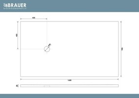 Brauer Asteroid douchevloer 90x160cm mineraalmarmer wit mat