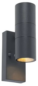 Buiten wandlamp met schemerschakelaar / dag-nacht sensor met bewegingsmelder antraciet 2-lichts met schemersensor - Duo Modern GU10 IP44 Buitenverlichting rond