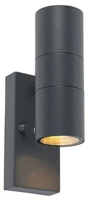 Buiten wandlamp met schemerschakelaar / dag-nacht sensor met bewegingsmelder antraciet 2-lichts met schemersensor - Duo Modern GU10 IP44 Buitenverlichting rond