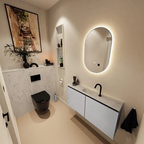 Mondiaz Ture DLux toiletmeubel 100cm plata met wastafel opalo midden met kraangat