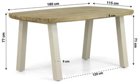 Dining Tuintafel rechthoekig 180 x 100 cm Aluminium/Teak Taupe Falcon/Glasgow