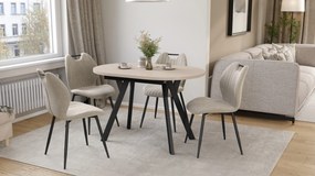 Mazzoni ALMO Kasjmier / zwarte poten - OVALE UITSCHUIFTAFEL 120-220 cm VOOR 10-12 PERSONEN