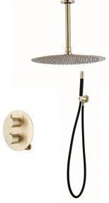 Saniclear Brass Pro inbouw regendouche met 20cm hoofddouche en plafondarm geborsteld messing rond
