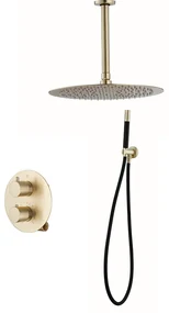 Saniclear Brass Pro inbouw regendouche met 20cm hoofddouche en plafondarm geborsteld messing rond