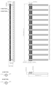 Eastbrook Marlow E-style handdoekradiator 60x175cm 861W antraciet