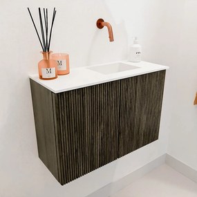Mondiaz Joya 60cm toiletmeubel shadow met wastafel faye rechts zonder kraangat talc
