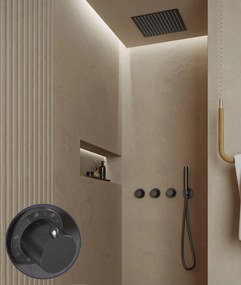 Saniclear Plus Stripes inbouw regendouche met inbouw douchekop 30x30cm en staafhanddouche verouderd ijzer - gunmetal