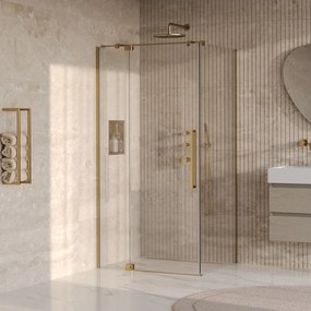 Brauer Stellar douchecabine met draaideur 100x80cm messing geborsteld PVD