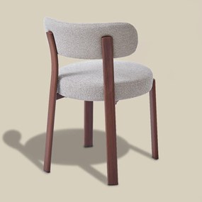 Walnoot Eetkamerstoel Met Beige Zitting