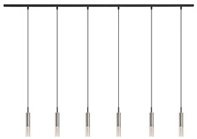 Modern railsysteem zwart met 6 hanglampen zwart met smoke glas 1-fase - Slimline Loyce Modern G9 Binnenverlichting Lamp