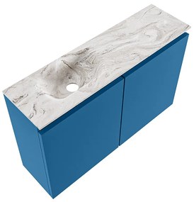 Mondiaz Ture DLux toiletmeubel 80cm jeans met wastafel glace links zonder kraangat