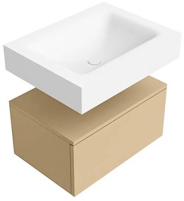 Zaro Alan badmeubel 60cm sand 1 lade met vrijhangende wastafel cloud midden 1 kraangat talc