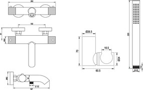 Brauer Chrome Carving thermostatische badkraan met wandhouder en staafhanddouche chroom