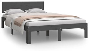 vidaXL Bedframe massief grenenhout grijs 120x200 cm