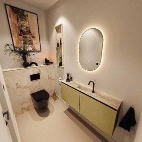 MONDIAZ TURE-DLUX 120cm toiletmeubel Oro. EDEN wastafel Frappe positie midden. Met 1 kraangat. TUREDX120OROM1FRA