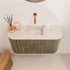 Mondiaz Joya DLux 75cm toiletmeubel ronding links/rechts dusk met wastafel faye midden zonder kraangat frappe