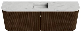 Mondiaz Joya DLux 115cm toiletmeubel ronding links/rechts walnut met wastafel faye midden zonder kraangat opalo