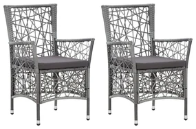 vidaXL Tuinstoelen 2 st met kussens poly rattan grijs