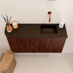 Mondiaz Joya 80cm toiletmeubel ronding links ruby met wastafel faye rechts zonder kraangat urban
