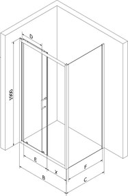 Mexen Apia schuifbare douchecabine 100 x 80 cm, transparant, chroom + Rio douchebak - 840-100-080-01-00-4510