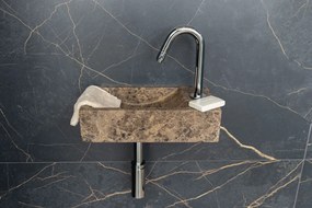 Saniclear Dark Emperador fonteinset met gebogen kraan in chroom