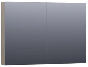 BRAUER Plain Spiegelkast - 100x70x15cm - 2 links/rechtsdraaiende spiegeldeuren - MDF - hoogglans taupe SK-PL100HT