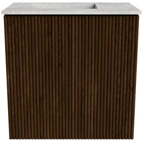 Mondiaz Joya DLux 40cm toiletmeubel walnut met wastafel faye links 1 kraangat glace