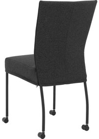 Goossens Eetkamerstoel Funk Zwarte Poten antraciet stof leuning en met wielen, modern design