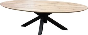 Eettafel ovaal eiken onbehandeld - 200 x 110 x 78 cm - Bladdikte 5,5 cm - Matrixpoot